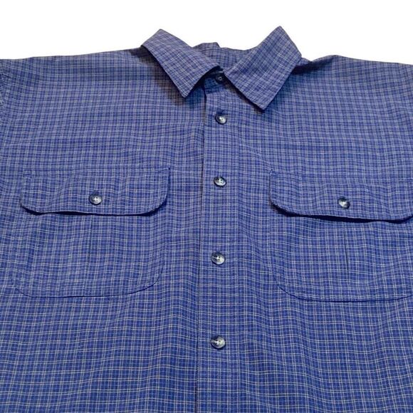 Cabela’s Blue Plaid Short Sleeve Button Up Shirt Men Size Medium - Picture 4 of 7